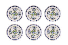 Hermia Juego de 6 Platos para Postre de Porcelana 19.3x19.3x2 cm Blanco Azul Rojo